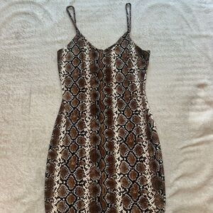 Brown Snake Print Women's Dress